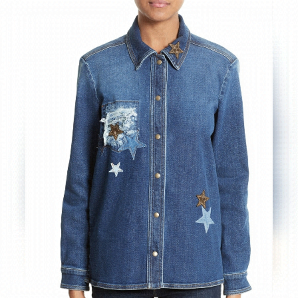 Red Valentino Star Embellished Denim Jacket